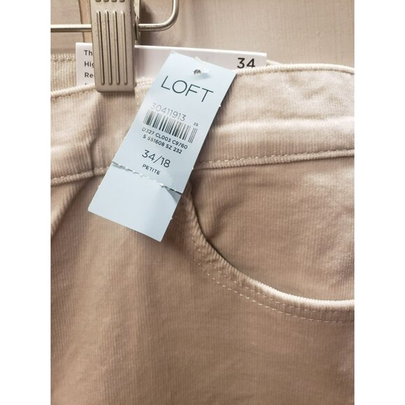 Loft High Waist Skinny Pants Size 34/18 Petite Corduroy Regular Fit Beige - Picture 3 of 7